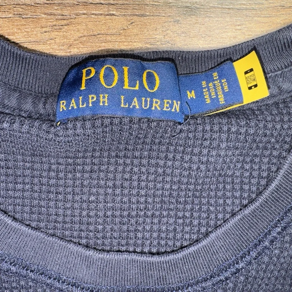 Polo Ralph Lauren Blue Long Sleeve Waffle Knit Thermal Shirt Men's Medium